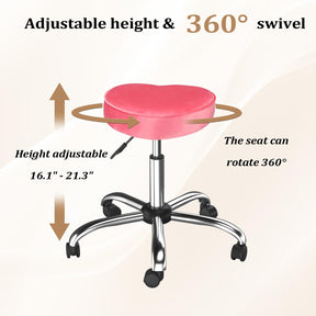 OmySalon 360° Swivel Heart-Shaped Hydraulic Rolling Salon Stool with Wheels