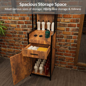 OmySalon HSC-19 Barber Storage Station Cabinet w/1 Drawer 3-Tier Storage Shelf 1 Storage Cabinet 3 Hot Tool Holders