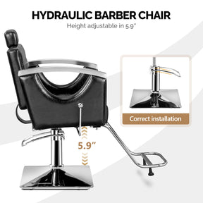 OmySalon SC2611 All Purpose Heavy Duty Hydraulic Reclining Hair Salon Chair w/Headrest and Stainless Steel Armrest