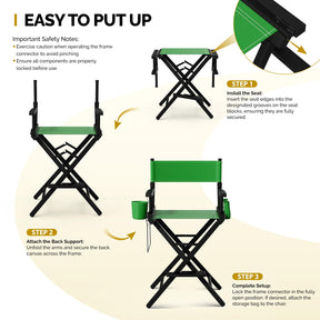 OmySalon 26in Wooden Portable Director Chair Folding Makeup Chair with Storage Pouch