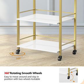 OmySalon Wooden Rolling Utility Esthetician Trolley Cart w/Wheels & Drawer