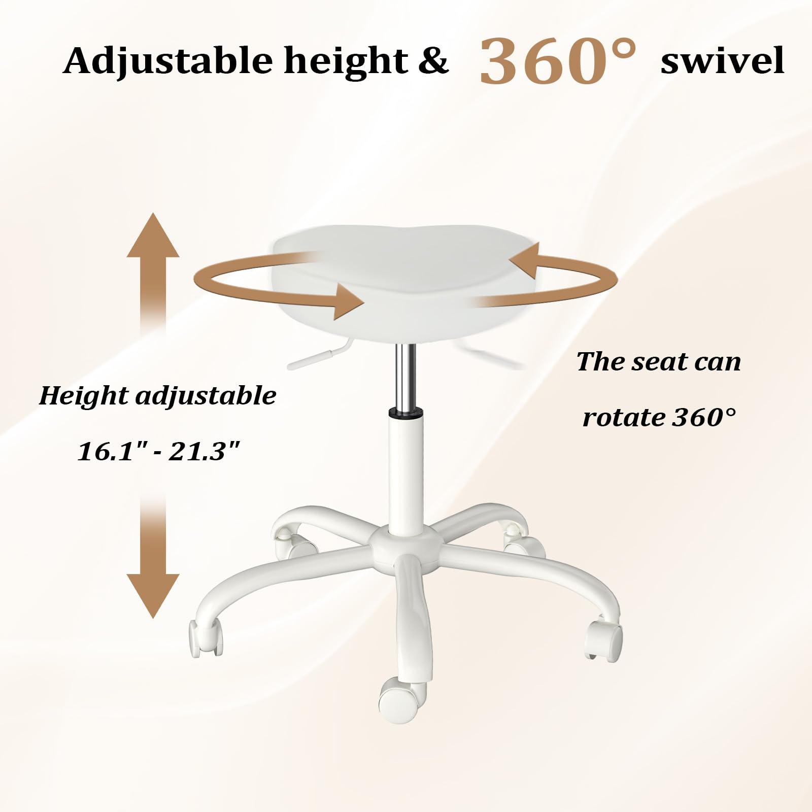 OmySalon 360° Swivel Heart-Shaped Hydraulic Rolling Salon Stool with Wheels