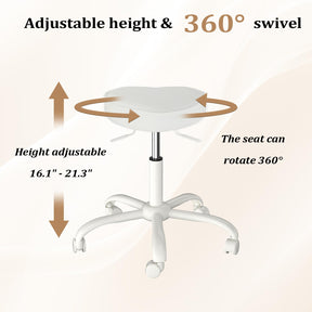OmySalon 360° Swivel Heart-Shaped Hydraulic Rolling Salon Stool with Wheels