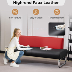 OmySalon WRB2001 Modern 59in Faux Leather Waiting Room Reception Bench Chair with Backrest