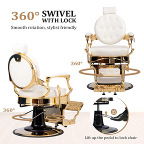 OmySalon BC1601 Vintage Style Heavy Duty Hydraulic Recline Barber Chair