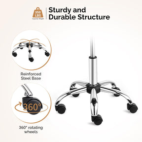OmySalon Hydraulic Adjustable Rolling Saddle Stool with Swivel Wheels