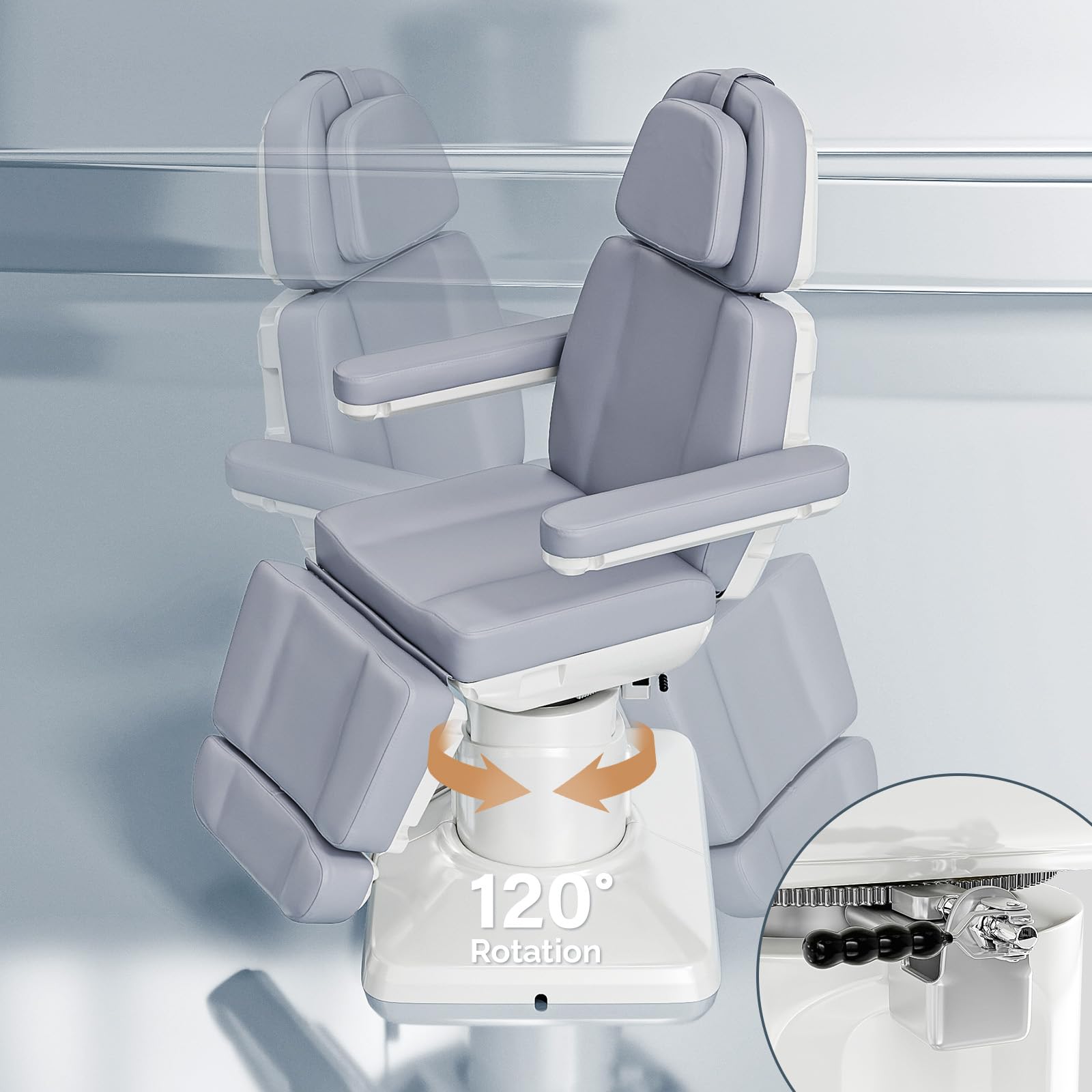 OmySalon LBT3 73in Multi-function 120° Rotation Electric Remote One-touch Operate 3 Motors Facial Massage Bed