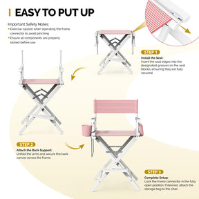 OmySalon 26in Wooden Portable Director Chair Folding Makeup Chair with Storage Pouch