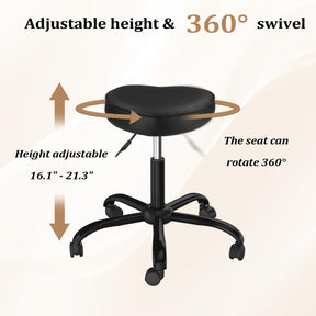 OmySalon 360° Swivel Heart-Shaped Hydraulic Rolling Salon Stool with Wheels