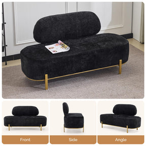 OmySalon WRB1801 55.1in Faux Leather Upholstered Waiting Room Reception Bench Chair with Backrest
