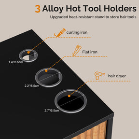 OmySalon WMSCTD Modern Retro Wall Mount Salon Styling Station with 2 Drawers 3 Heat-Resistant Tool Holders