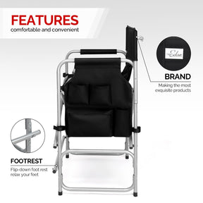 OmySalon 26in Folding Director Chair Makeup Artist Chair with Side Table