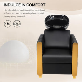 OmySalon BU2701 Salon Shampoo Backwash Chair with Tilting Porcelain Bowl