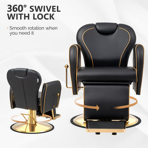 OmySalon BC1701 Heavy Duty Hydraulic Reclining 360° Swivel Barber Chair