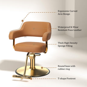 OmySalon SC3301 Heavy-Duty Hydraulic Styling Chair with Open Back & Gold Footrest