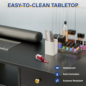 OmySalon MT-FORMED Nail Manicure Table w/Electric Dust Collector & Wrist Rest