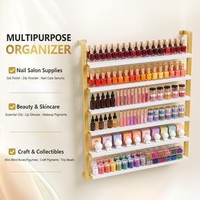 OmySalon 6-Tier Wall Mount Nail Polish Display Rack with Metal Frame