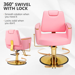 OmySalon SC3801 All Purpose Heavy Duty Hydraulic Reclining Salon Chair with Headrest