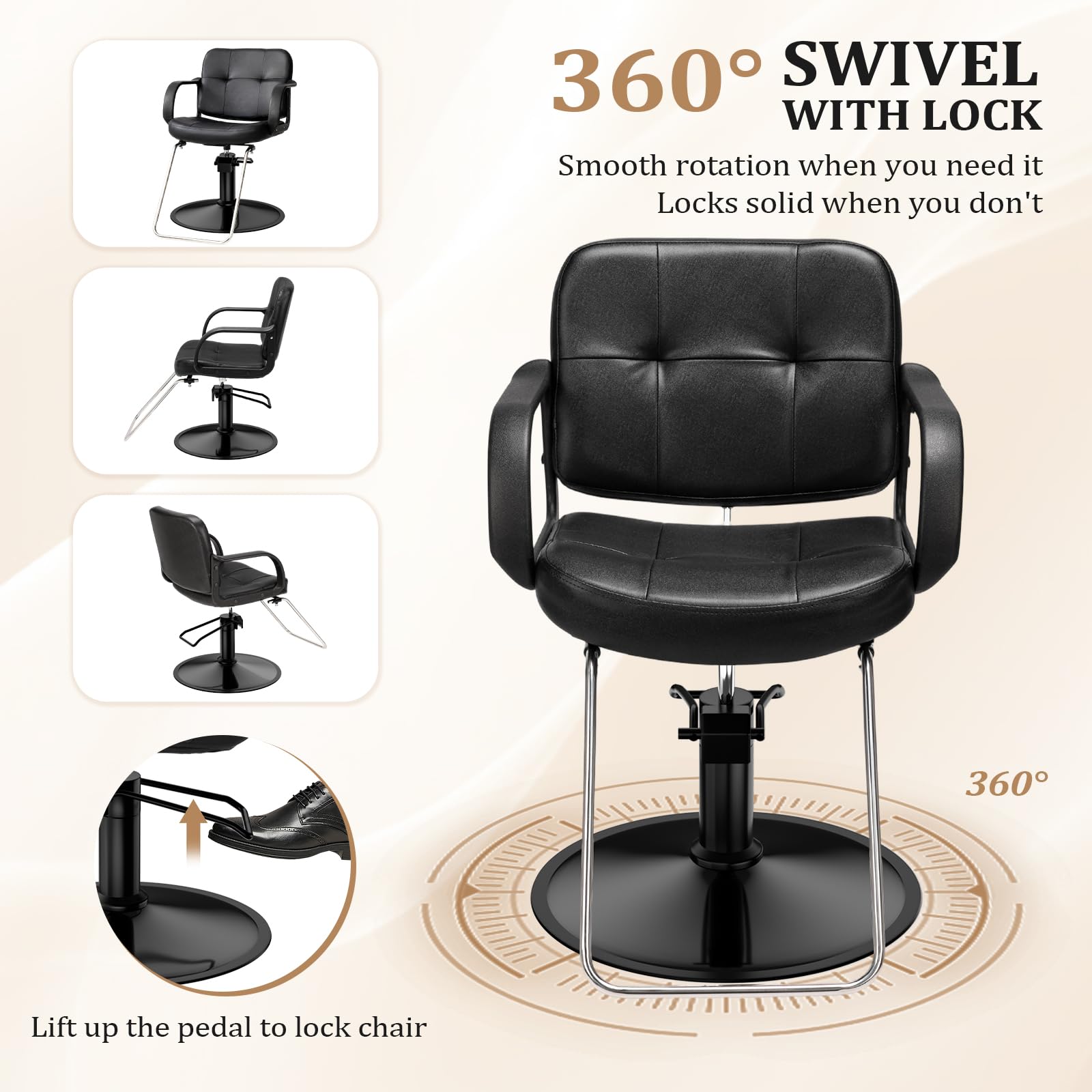 OmySalon SC1601 Hydraulic Adjustable Height 360° Swivel Styling Chair