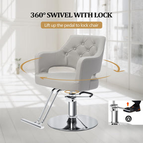 OmySalon SC2501 Sleek Heavy Duty Hydraulic 360-Degree Swivel Hair Stylist Salon Chair