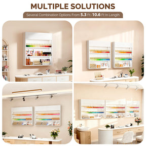OmySalon 3-Tier Wall Mount LED Wooden Nail Polish Organizer Shelf with USB Touch Control