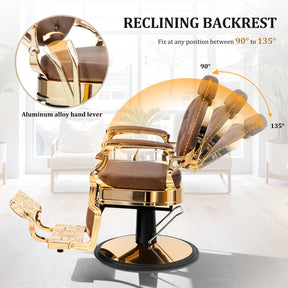 OmySalon BC1604 Retro Heavy Duty Hydraulic Recline Barber Chair