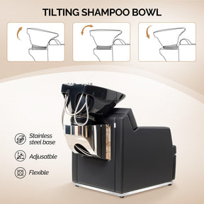 OmySalon BU2601 Salon Shampoo Backwash Chair with Tilting Porcelain Bowl