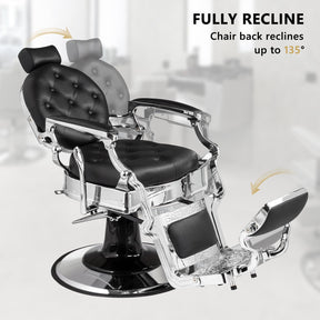 OmySalon BC1602 Vintage Style Heavy Duty Hydraulic Recline Barber Chair