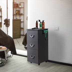 OmySalon Wooden Rolling Salon Trolley Cart w/Wheels & 3 Drawers