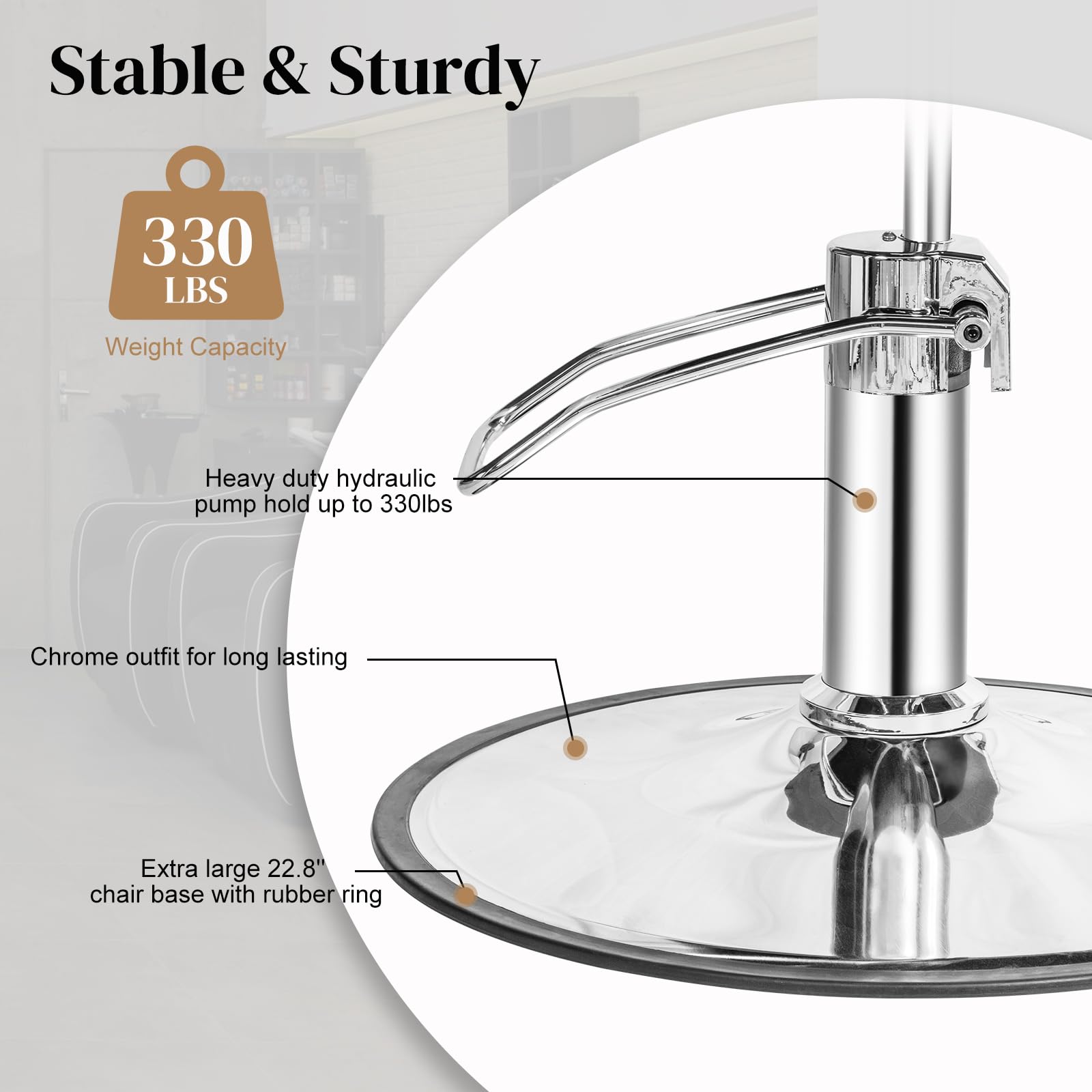 OmySalon SC2311 All Purpose 360° Swivel Hydraulic Reclining Salon Chair w/Headrest