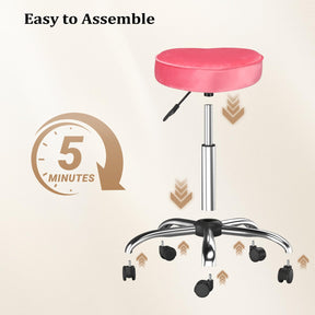 OmySalon 360° Swivel Heart-Shaped Hydraulic Rolling Salon Stool with Wheels