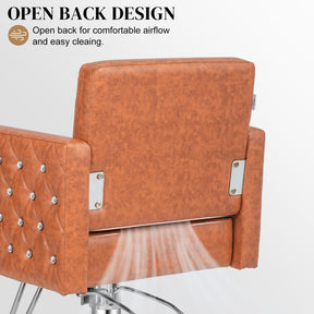 OmySalon SC2801 Modern Heavy Duty Hydraulic Swivel Hair Stylist Salon Chair with Curved Armrests