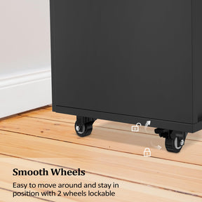 OmySalon Wooden Salon Trolley Cart with Wheels 2 Drawers and 1 Storage Cabinet Black/White