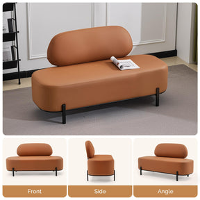 OmySalon WRB1801 55.1in Faux Leather Upholstered Waiting Room Reception Bench Chair with Backrest