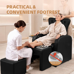 OmySalon PCE-BD 3-in-1 Plumbless Electric Pedicure Chair With Technician Stool Footrest And Adjustable Backrest
