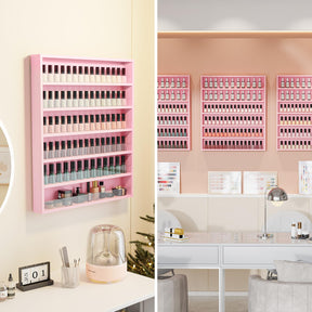 OmySalon 6 Layers Wall Mount Nail Polish Organizer Rack w/Acrylic Baffle