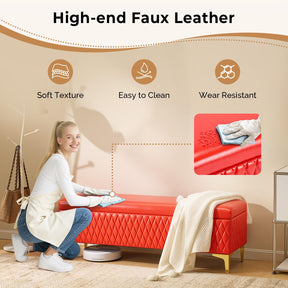 OmySalon WRB1701 53.7in Faux Leather Waiting Room Reception Bench Chair with Hidden Storage