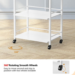 OmySalon Wooden Rolling Utility Esthetician Trolley Cart w/Wheels & Drawer