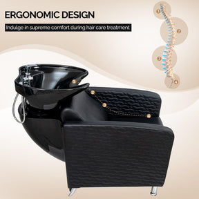 OmySalon BU1411 Salon Shampoo Bowl and Chair Backwash Unit with Tilting Porcelain Bowl
