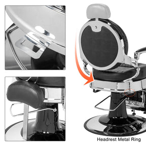 OmySalon PH441 Vintage Style Heavy Duty Hydraulic Recline Barber Chair