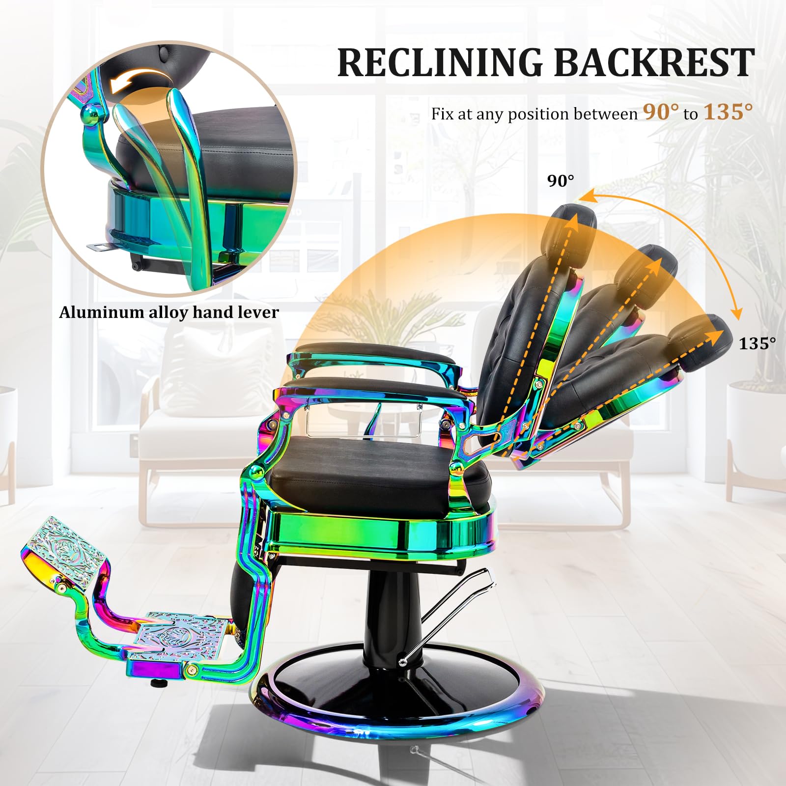 OmySalon BC1604 Retro Heavy Duty Hydraulic Recline Barber Chair