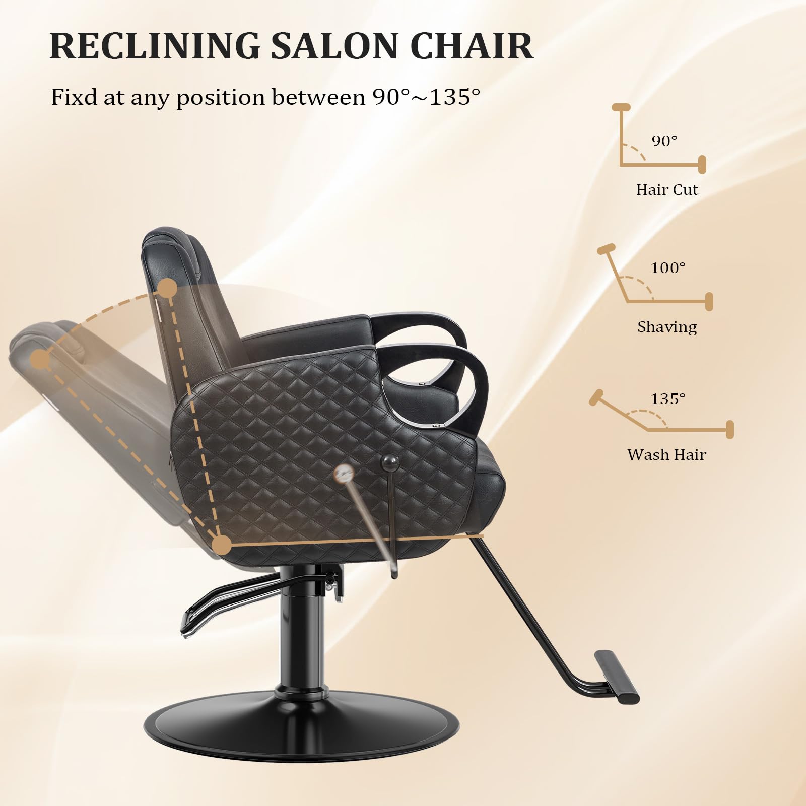 OmySalon SC3601 All Purpose Heavy Duty Hydraulic Reclining Salon Chair w/Headrest