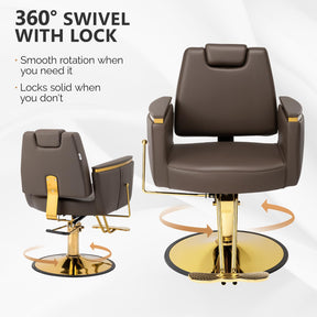 OmySalon SC3801 All Purpose Heavy Duty Hydraulic Reclining Salon Chair with Headrest