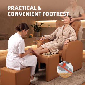 OmySalon PCE-BD 3-in-1 Plumbless Electric Pedicure Chair With Technician Stool Footrest And Adjustable Backrest
