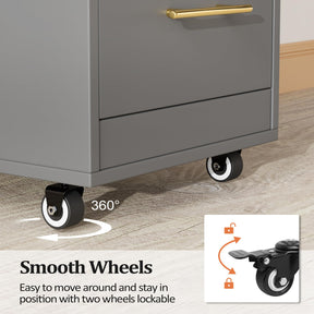 OmySalon ST1601 Wooden Mobile Salon Trolley Cart w/Wheels & 3 Drawers