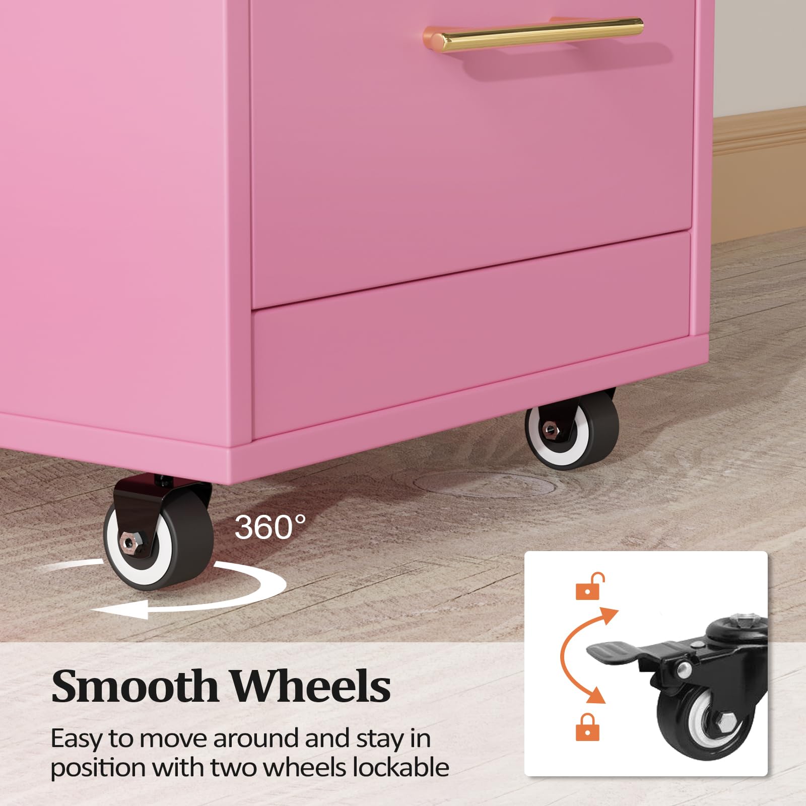 OmySalon Wooden Mobile Salon Trolley Cart w/Wheels & 3 Drawers