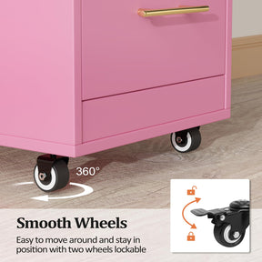 OmySalon ST1601 Wooden Mobile Salon Trolley Cart w/Wheels & 3 Drawers