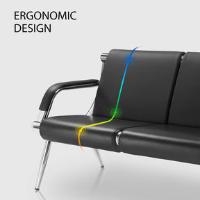 OmySalon C8 Waiting Room Reception Bench with Backrest & Armrest for Beauty Barber Salon SPA Clinic Office Airport Bank