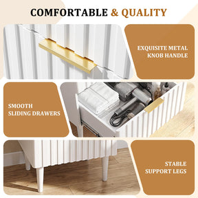 OmySalon SCGFD Modern Retro Salon Styling Station with Glass Top, 4 Drawers & 3 Hot Tool Holders