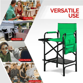 Omysalon 30in Portable Folding Director Chair with Collapsible Side Table